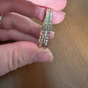 Gold-Tone Crystal Hoop Earrings - Clear Crystal Accents